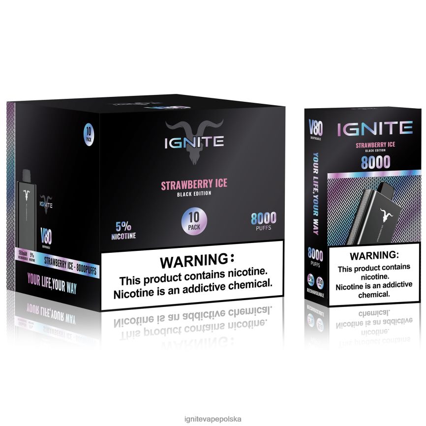 Ignite Vape Flavors | IGNITE V80 vape pen 10 szt lód truskawkowy 0648NZ63